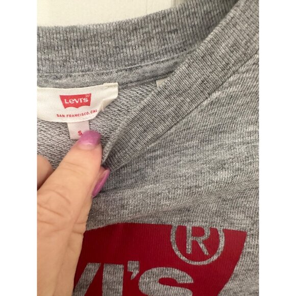 Levis Gray Crewneck Lightweight Sweatshirt With Red Logo Size Small Made Of Soft - Picture 2 of 8